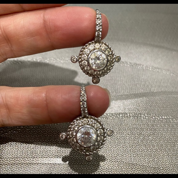 Judith Ripka Jewelry - Judith Ripka Diamonique pavé dangle earrings, Sterling Silver & Cubic Zirconia